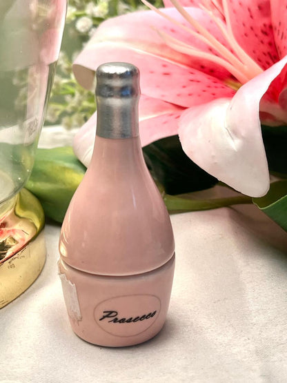 Vintage Pink Ceramic Bottle-Shaped Trinket Pot with Silver Top Approx. 9 cm