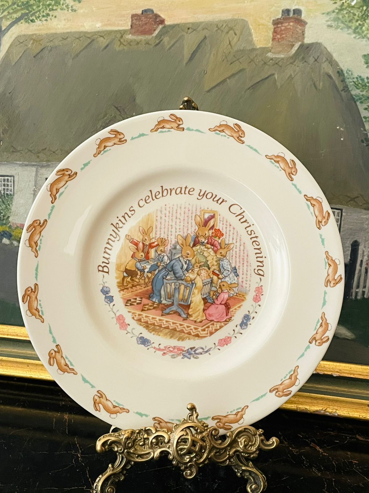 Royal Doulton Bunnykins, christening gift, baby plate, Bunnykins collectible, 1986 Bunnykins, vintage nursery decor, baptism gift, fine bone china, English china plate, baby keepsake gift