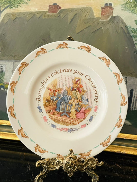 Royal Doulton Bunnykins, christening gift, baby plate, Bunnykins collectible, 1986 Bunnykins, vintage nursery decor, baptism gift, fine bone china, English china plate, baby keepsake gift