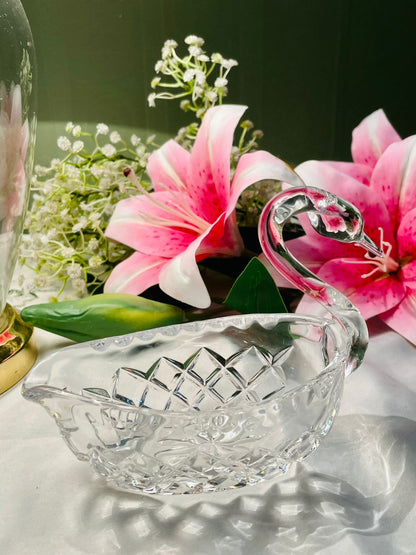 Clear Cut Crystal Swan Decorative Dish 5.5 in