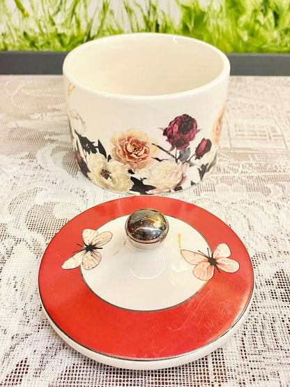 Floral Ceramic Lidded Storage Jar
