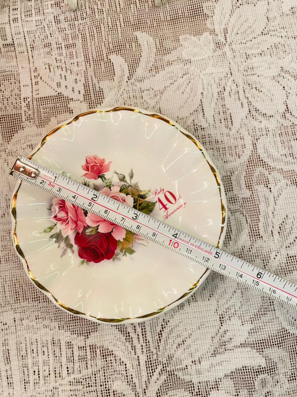 Polly-Anna Ruby Anniversary Rose Bone China Plate 5 inch