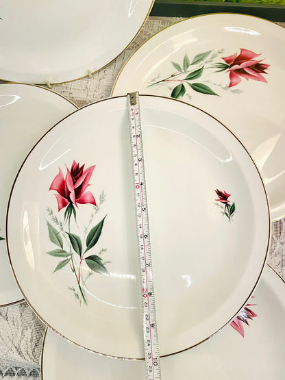 Vintage Alfred Meakin Rose Dinner Plates Set of 5