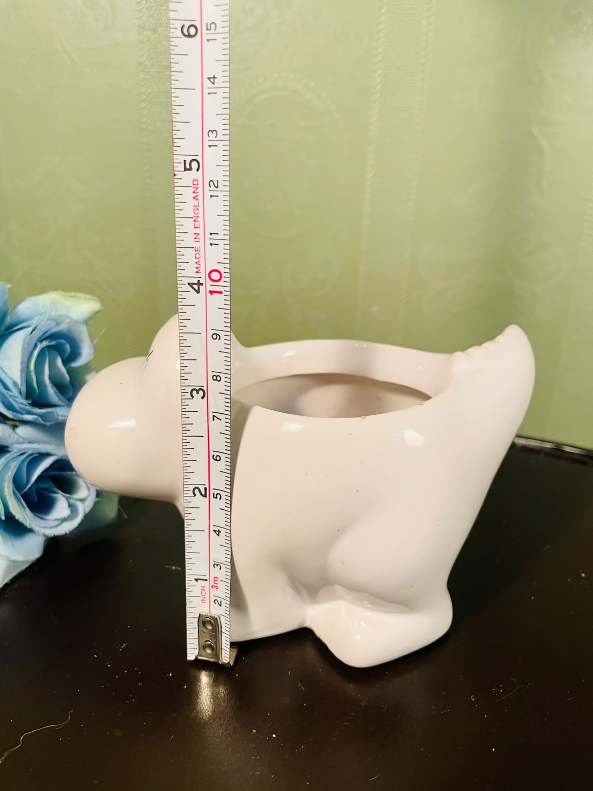 White Ceramic Hippo Planter – Whimsical Animal Decor, 4 Inch