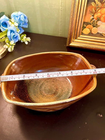 Rustic Stoneware Serving Bowl with Handles 21 cm