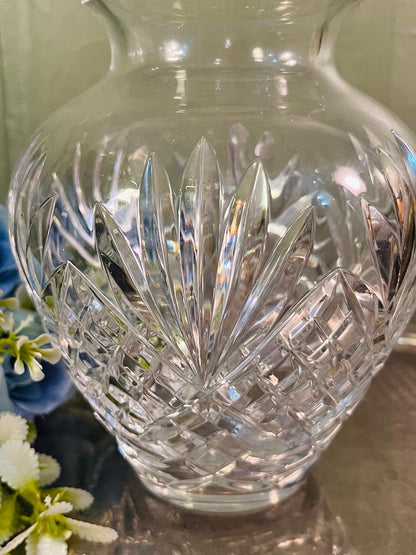 Vintage Large Cut Crystal Vase 16 cm Leaf Fan Design