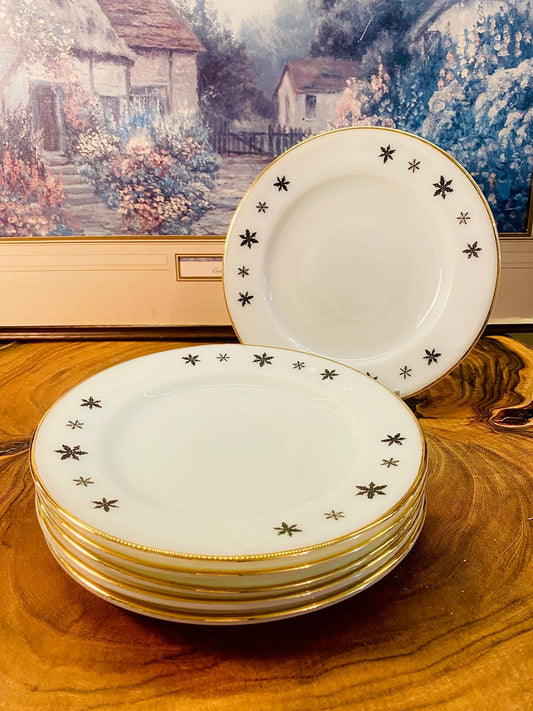 Pyrex Gold Starburst Rim Plates Set of 6