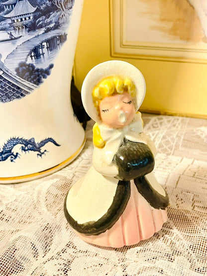 Vintage Girl Figurine — Pastel Ceramic Collectible Doll (5in)