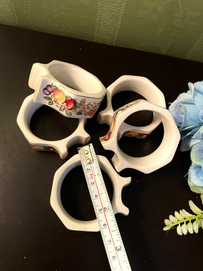 Johnson bros Vintage Ceramic Fruit Napkin Rings Set of 5