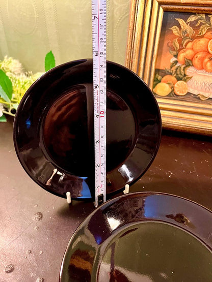 Vintage Black Deep Soup Plates Set of 4 – 6 Inch Gloss Finish