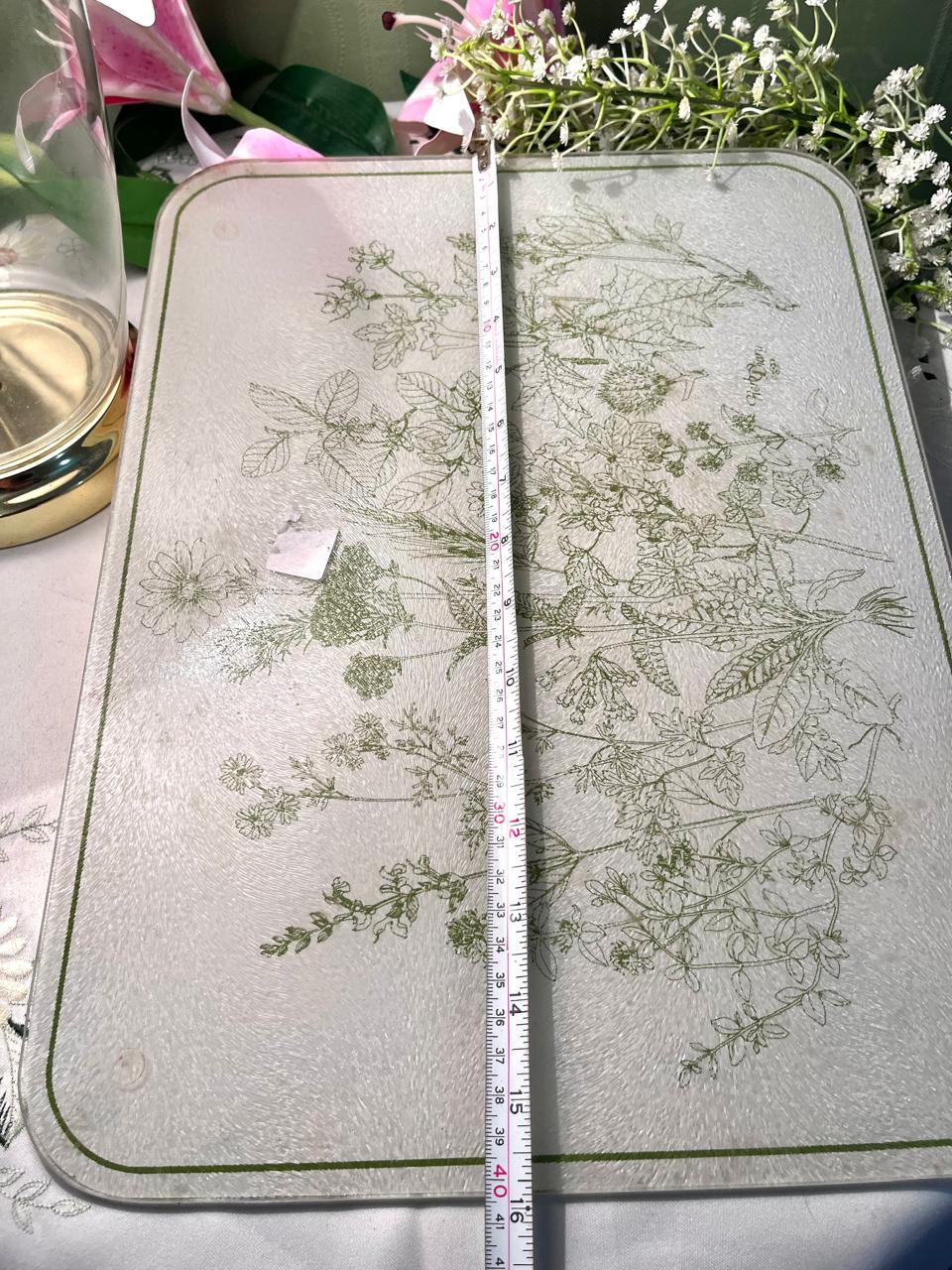 Green Botanical Rectangular Cutting Board 16 Inch