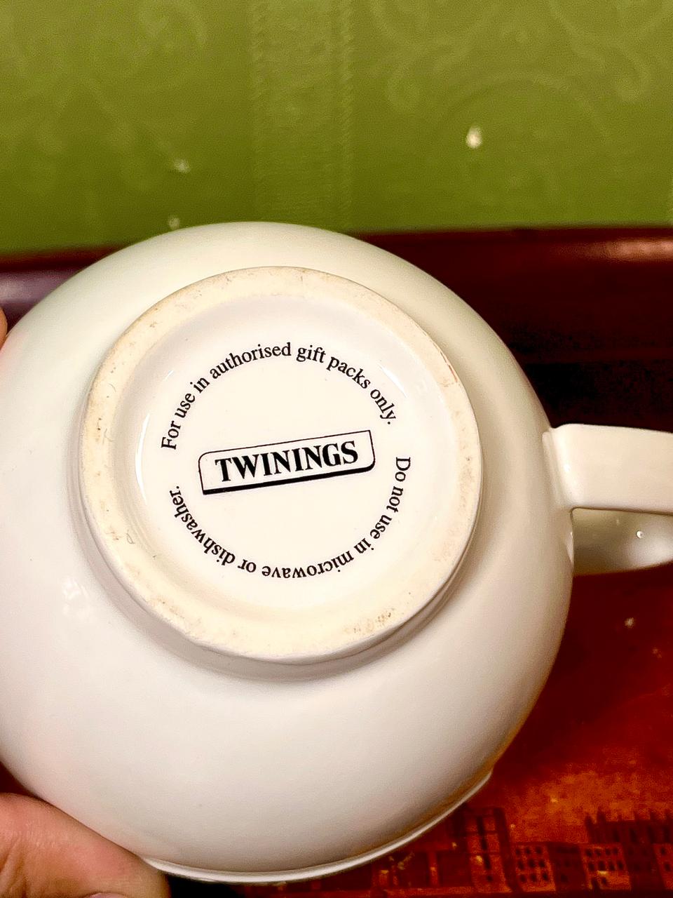 Twinings White Ceramic Tea Mug with Gold Rim – 4"