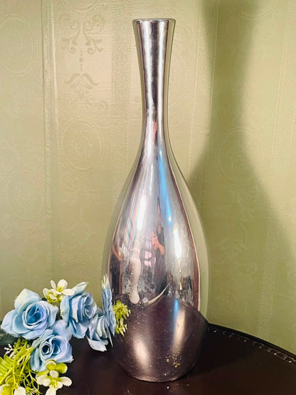 Large Silver Metallic Decorative Floor Vase – 17 Inch Modern Vase