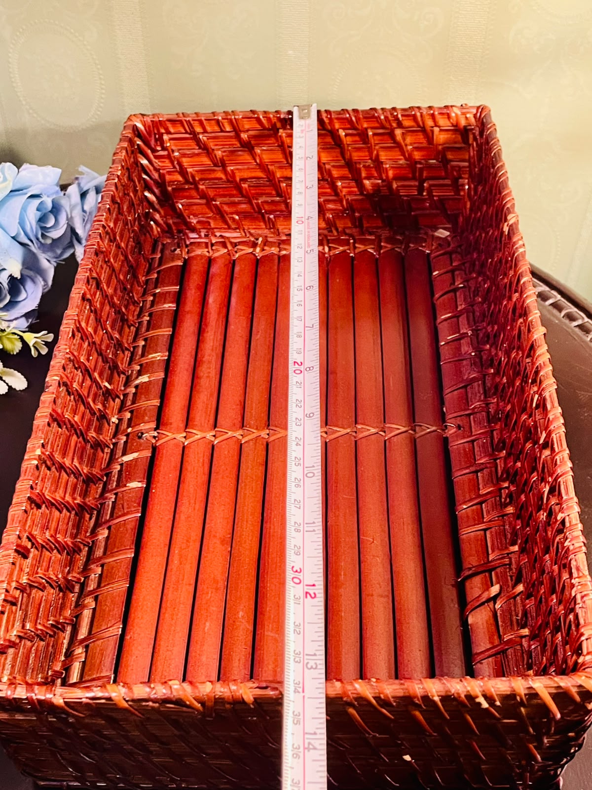 Large Rectangular Bamboo Storage Basket – Woven Organizer Basket