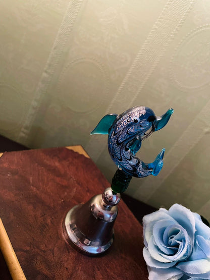 Vintage Blue Glass Elephant Bell 5 Inch
