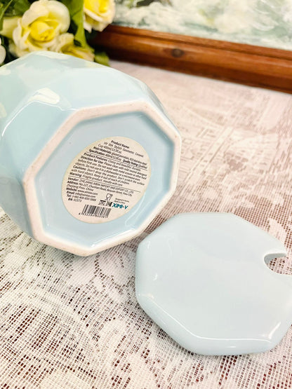 Blue Ceramic Geometric Mug With Lid