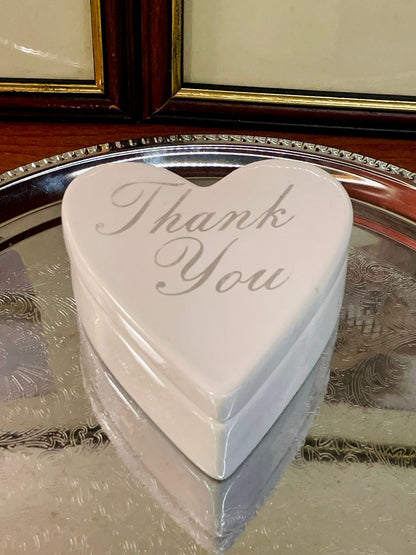 Heart-Shaped Ceramic Trinket Box with “Thank You” Lid