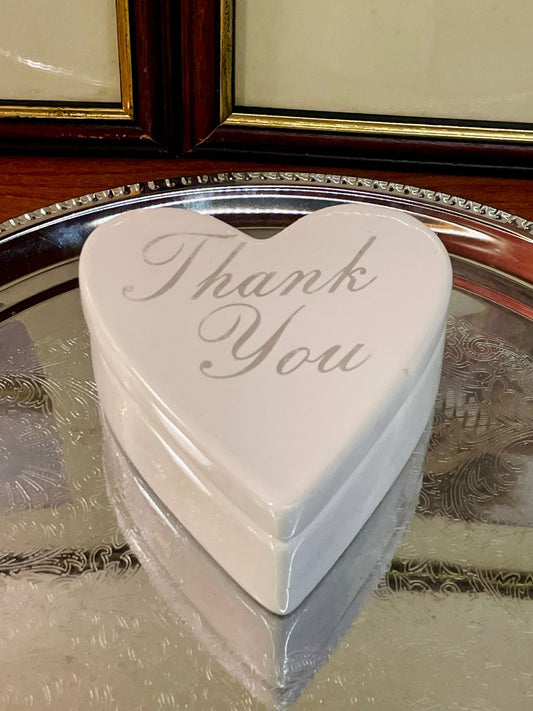 Heart-Shaped Ceramic Trinket Box with “Thank You” Lid