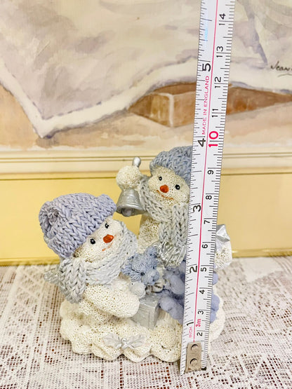 Winter Snowman Figurine Set - Handcrafted Ceramic Snowmen with Gifts