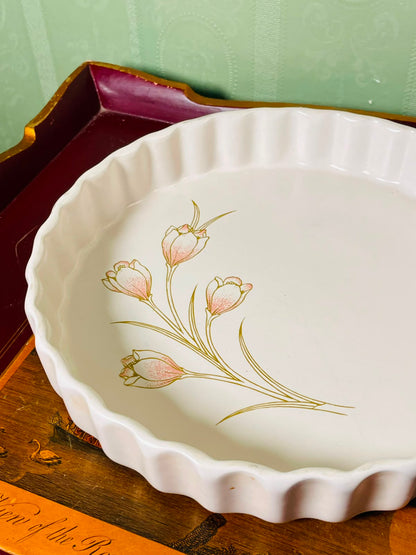 Simpsons  Biltons England OvenstoneCrown Lynn Floral Oven-Safe Pie Dish 10"