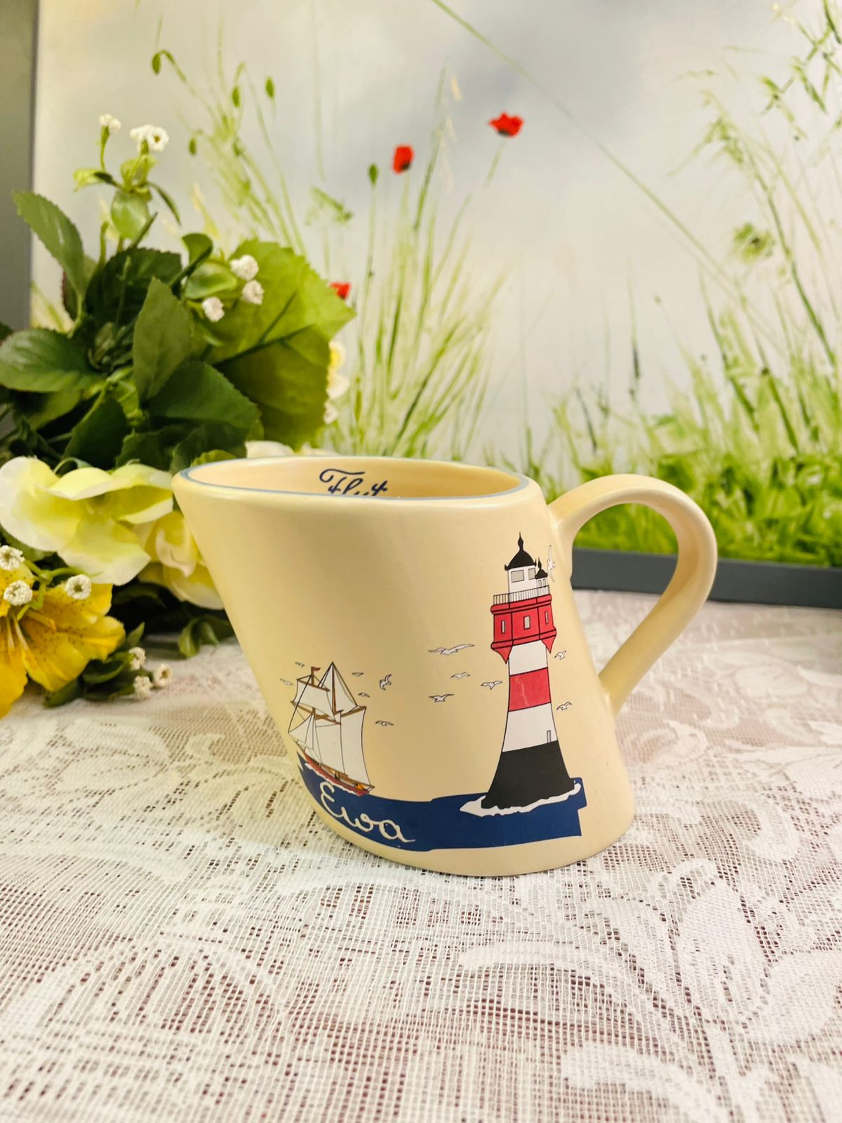Coastal Lighthouse Ceramic Mug | Nautical Decor
