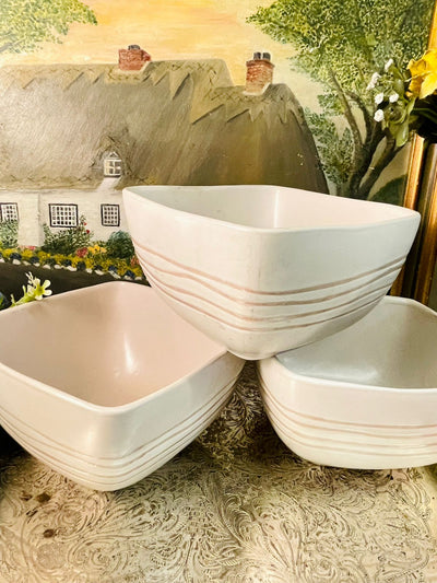 Vintage White Ceramic Bowls – Deep Bowl, Oven Safe