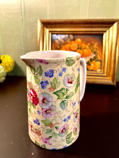 Vintage Floral Ceramic Water Pitcher – 6 Inch