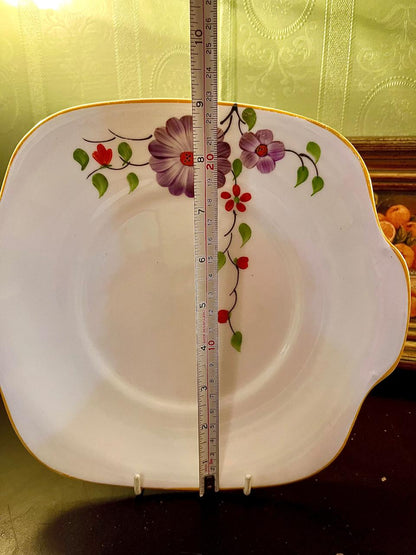 Vintage Floral Square Ceramic Serving platter  – 9 Inch
