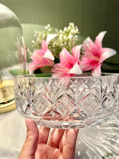 Vintage Clear Crystal Cut Large Serving Bowl 8 in