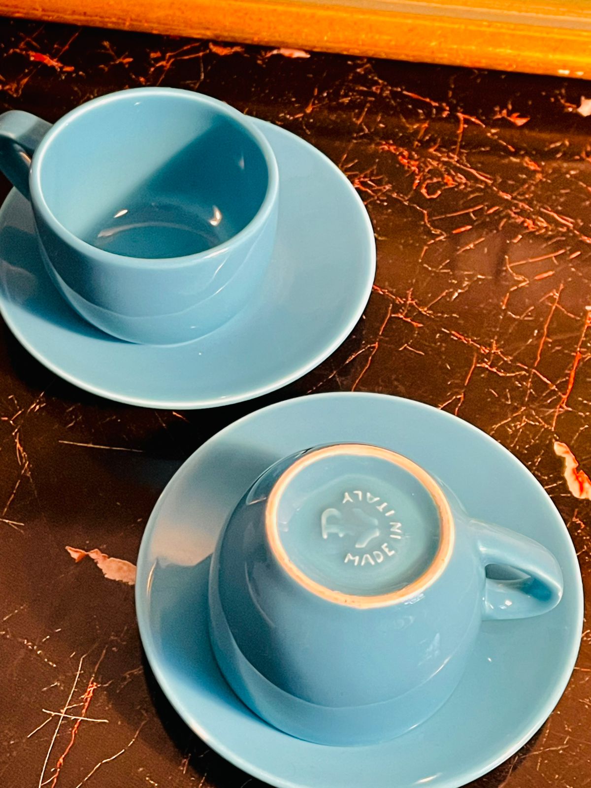 Turquoise Espresso Cup & Saucer Set – Made in Italy – 2 Pieces