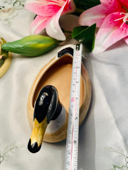 Vintage Portugal Ceramic Duck Planter / Trinket Dish 16 cm