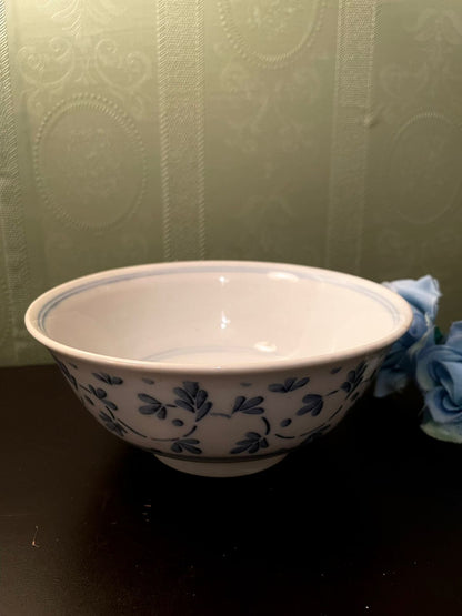 Blue & White Floral Ceramic Serving Bowl 6 Inch