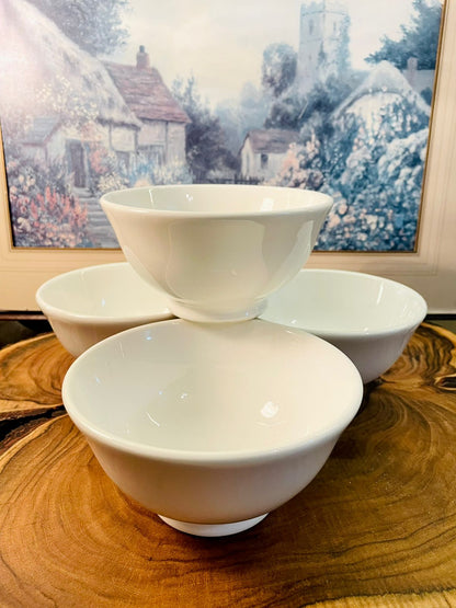 Set of 4 White Italian Ceramic Bowls | Vintage Tableware