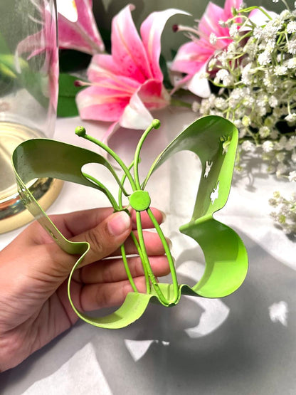 Green Metal Butterfly Decorative Holder 4 Inch