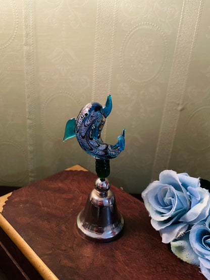Vintage Blue Glass Elephant Bell 5 Inch