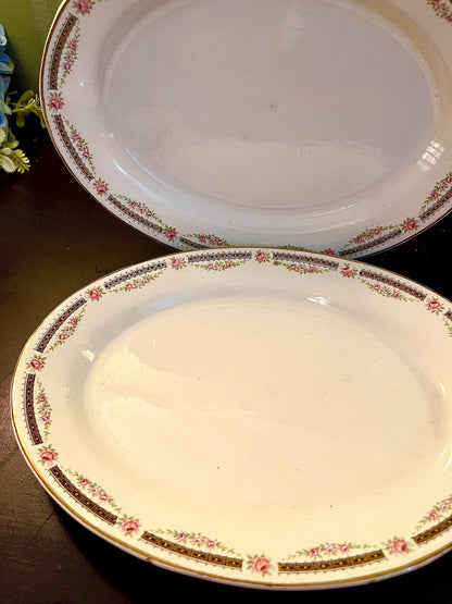 Vintage Pink Rose Oval Serving Platter set – 9 Inch