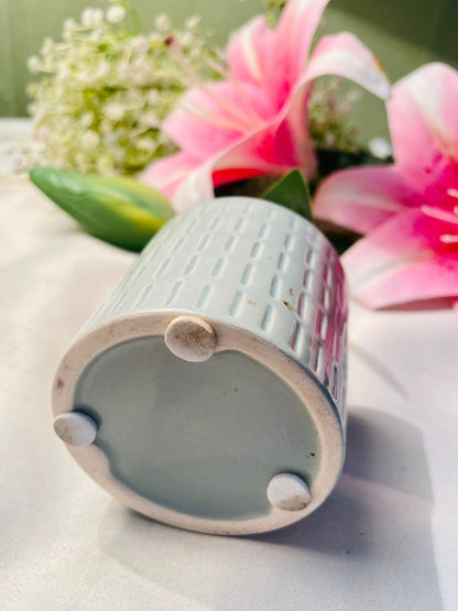 Light Blue Textured Ceramic Planter 3 in