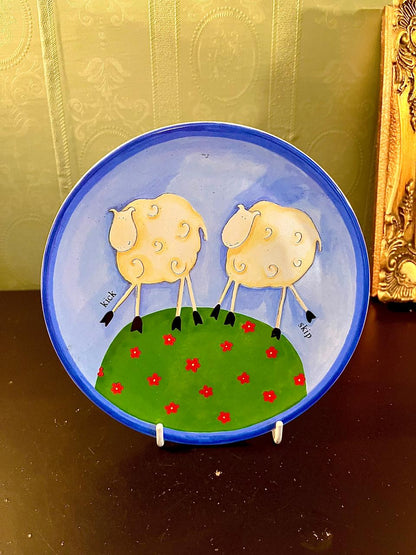 Whimsical Sheep Decorative Plate 7 Inch