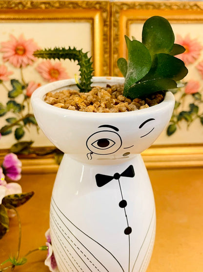 Cute Face Ceramic Planter Vase Quirky Decor Pot