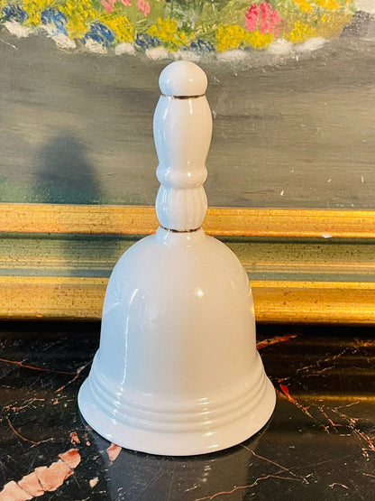 Vintage Hand-Painted Ceramic Bell with Floral & Ribbon Motif – 5 Inches Tall