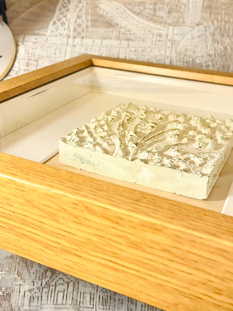 Framed Textured Relief Art — Neutral Wall Decor (14 in)