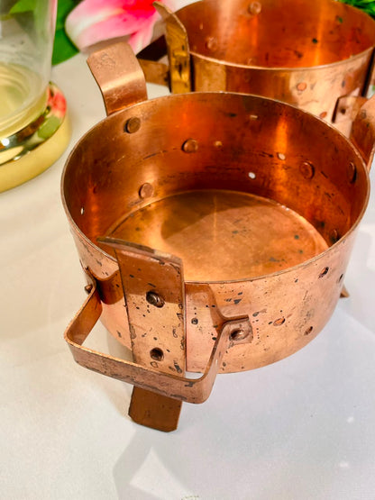 Copper-Tone Decorative Metal Pots – 2 Pieces, 13 cm