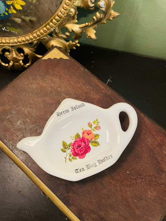 Herm Island Rose Tea Bag Holder Ceramic Tea Rest