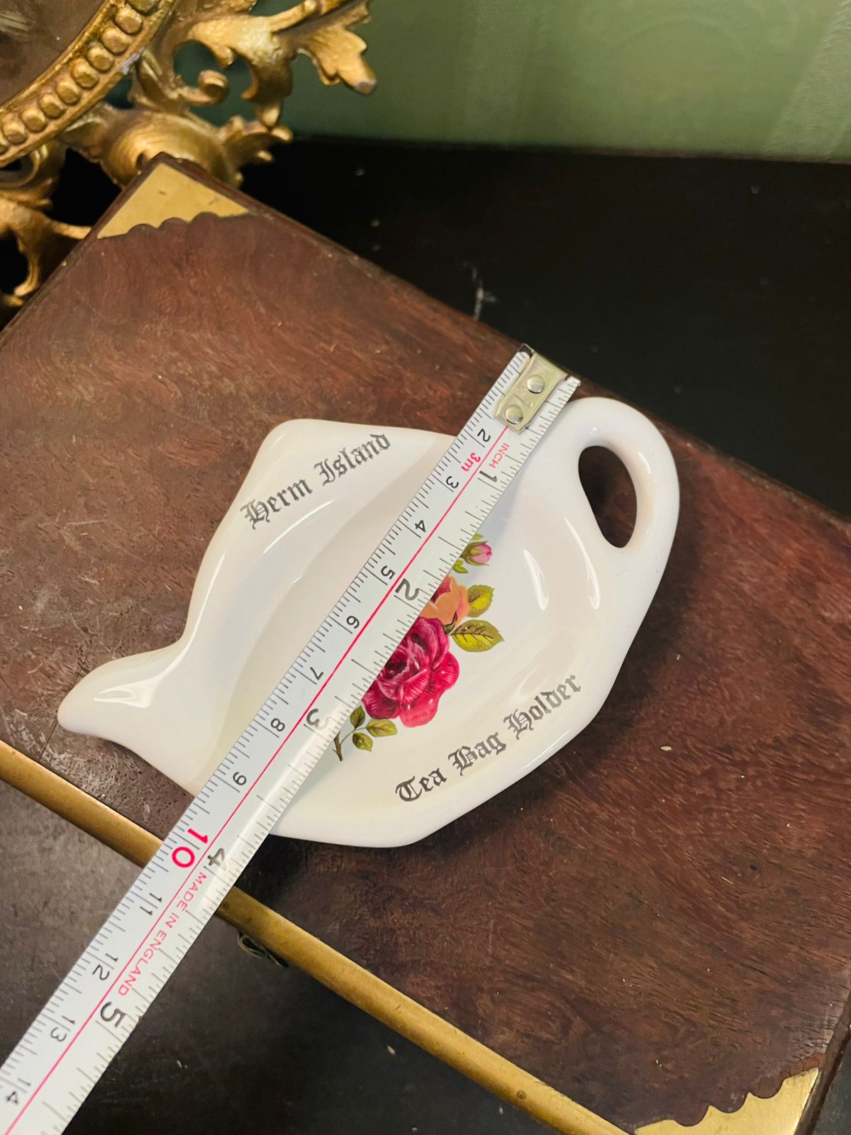 Herm Island Rose Tea Bag Holder Ceramic Tea Rest