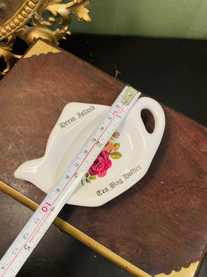 Herm Island Rose Tea Bag Holder Ceramic Tea Rest