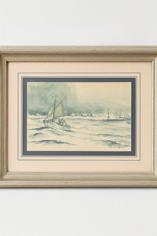 Set of 4 Vintage Frames, Patricia Hall Hastings Sailing Boats Wall Art England