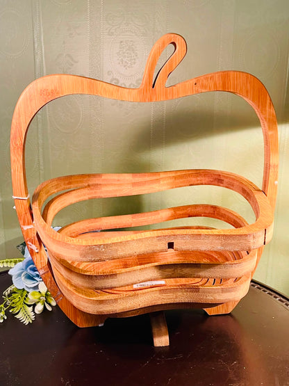 Expandable Wooden Apple Fruit Basket – Collapsible Folding Basket