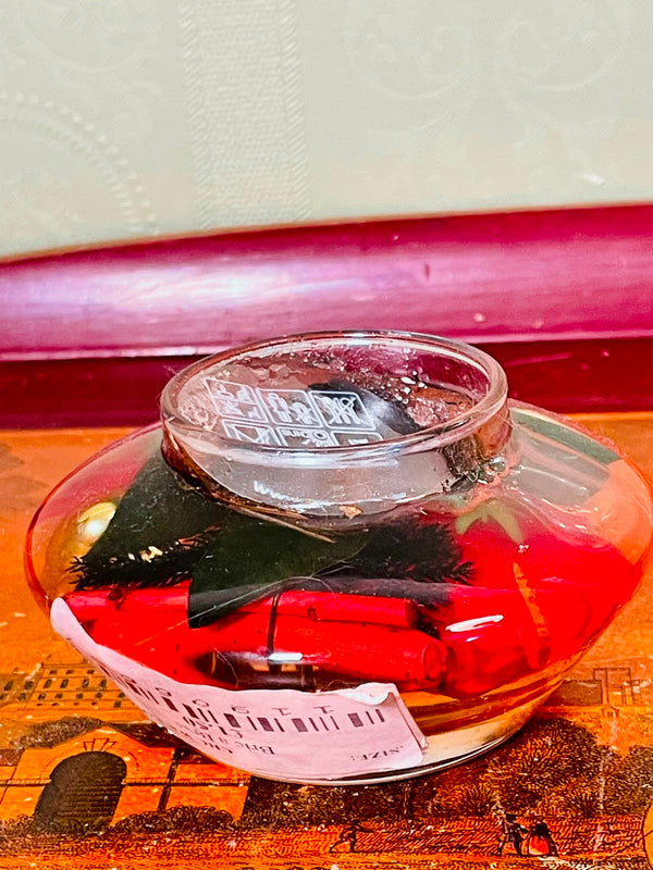 Vintage Red Crystal Match Holder & Striker – 3 Inch