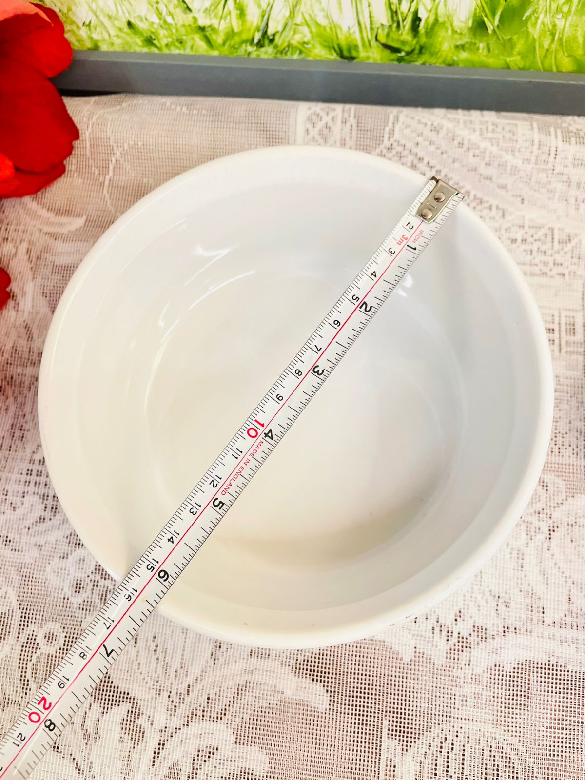 Vintage White Ribbed Ceramic Ramekin Bowl Set