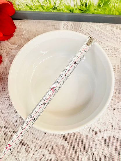Vintage White Ribbed Ceramic Ramekin Bowl Set